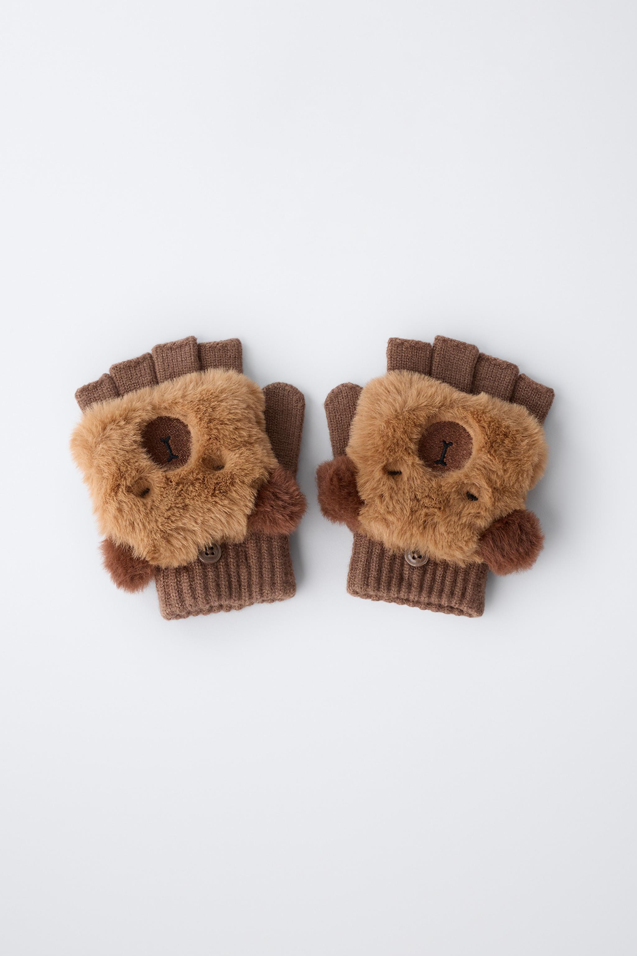 GANTS MITAINES EFFET POIL DE CAPIBARA